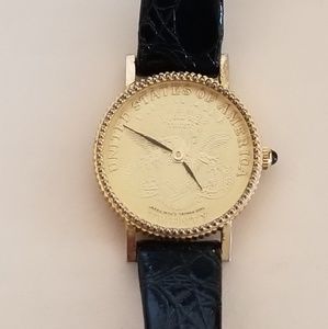 Vintage Womens Gold Twenty Dollar Coin Watch